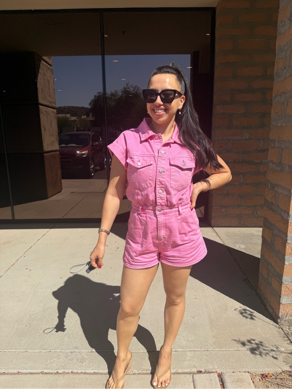 Blank NYC Pink Denim Romper
